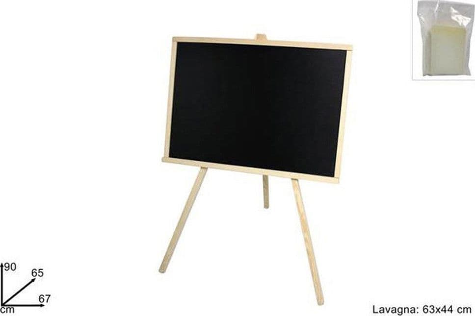 LAVAGNA CON CAVALLETTO IN LEGNO 63X44 CM SCRIVIBILE CON GESSETTO E CANCELLINO