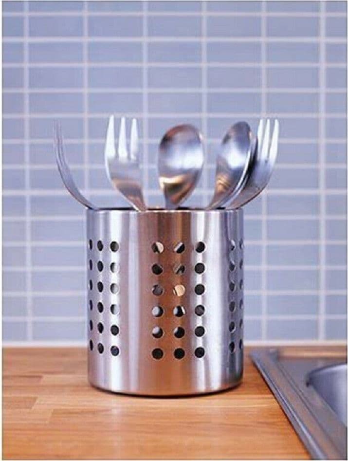 SET 2 PORTAPOSATE FORATO ACCIAIO SCOLAPOSATE DA CUCINA PORTAUTENSILI ORGANIZER - 3