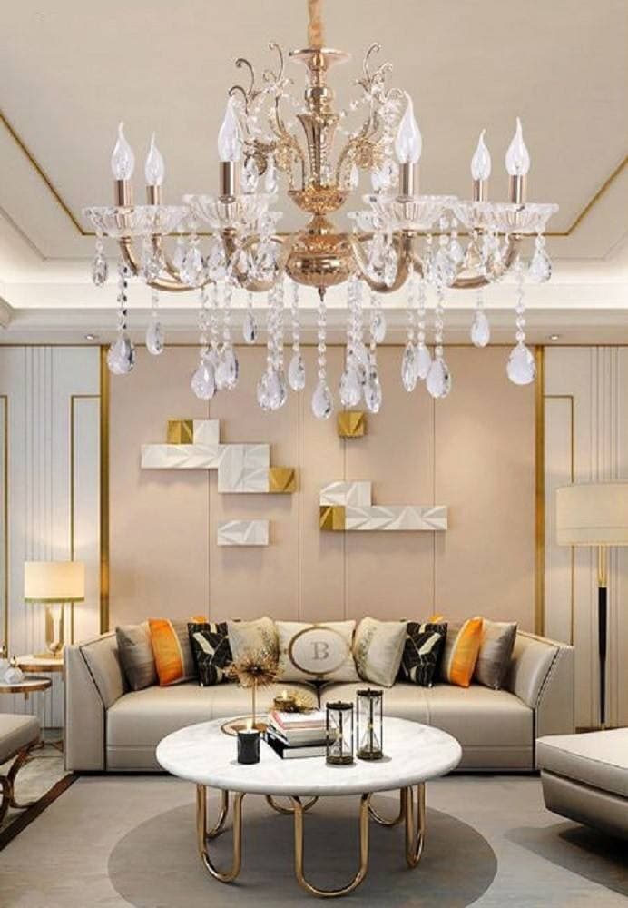 LAMPADARIO SOFFITTO 8 BRACCI ATTACCO E14 PENDENTI ACRILICO ORO ARGENTO A19 - 5