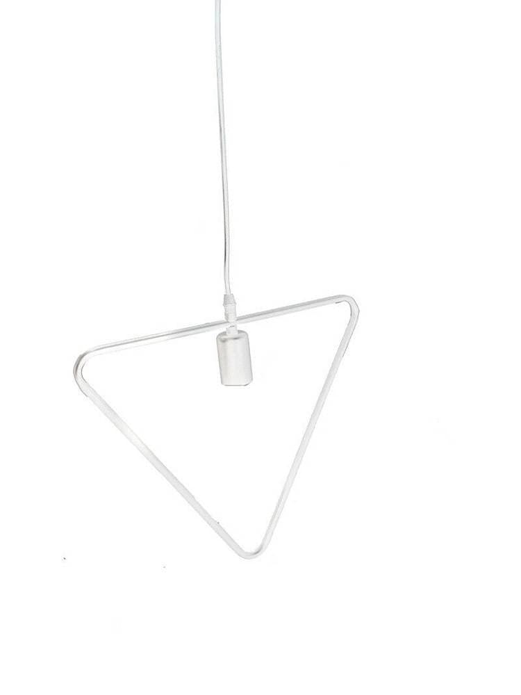 LAMPADARIO A SOSPENSIONE PENDENTE TRIANGOLO LAMPADA PLAFONIERA E27 B35-A BIANCO - 2