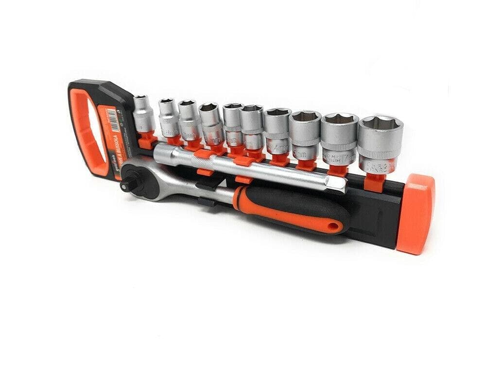 SET 10 BUSSOLE DA 8 A 19 MM CON CHIAVE CRICCHETTO REVERSIBILE DA 3/8 E PROLUNGA - 2