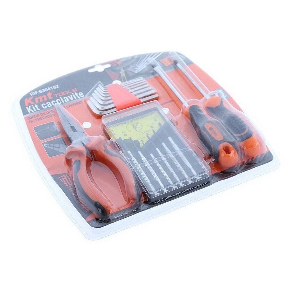 SET CACCIAVITI DI PRECISIONE 17 ACCESSORI CON PINZA GIRAVITE CHIAVINI EESAGONALI - 2