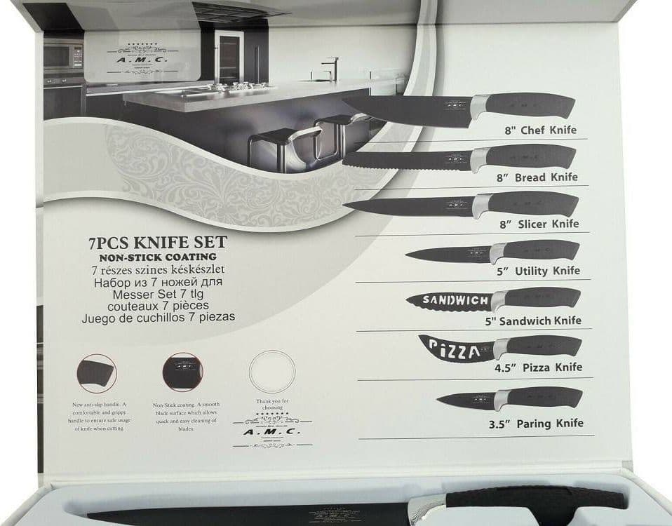 SET 7 COLTELLI DA CUCINA IN ACCIAIO MANICO ANTISCIVOLO PIU PELAPATATE BLACK - 3