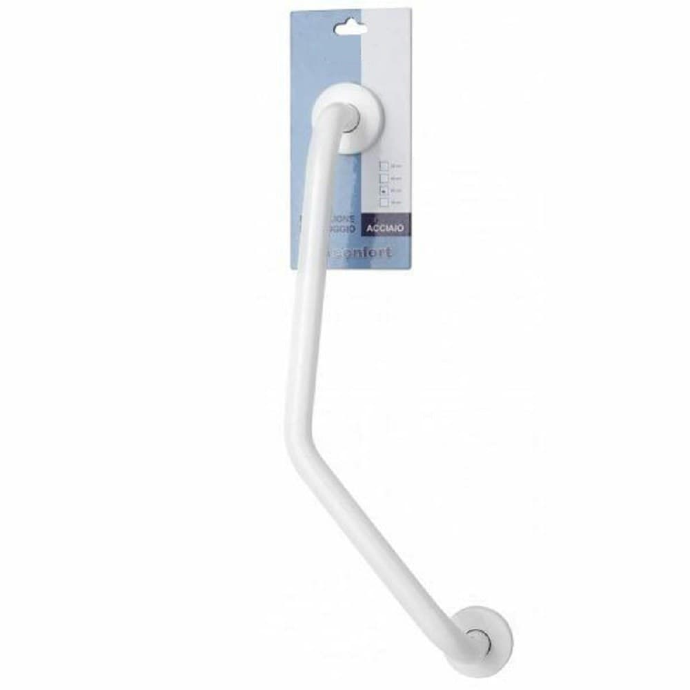 MANIGLIONE DA BAGNO PER ANZIANI DISABILI ACCIAIO BIANCO ANTISCIVOLO 60 CM - 2