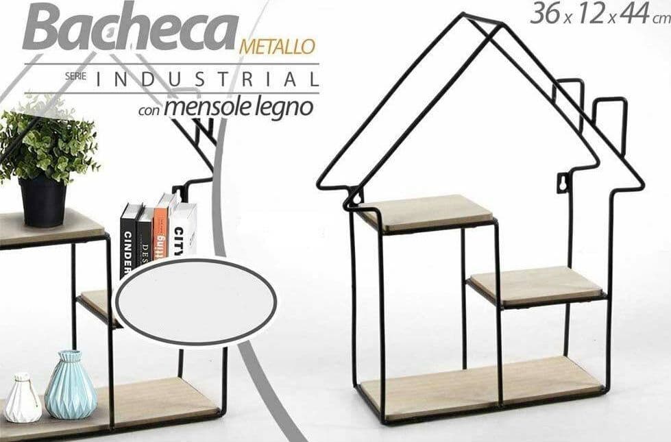 MENSOLA PARETE CASA 3 MENSOLE RIPIANI DESIGN MODERNO SCAFFALE LEGNO METALLO - 2
