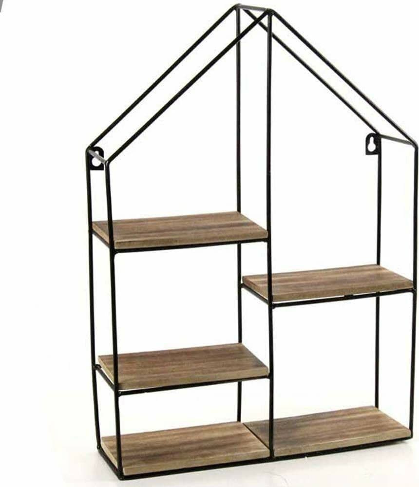 MENSOLA PARETE CASA 4 MENSOLE RIPIANI DESIGN MODERNO SCAFFALE LEGNO METALLO - 2