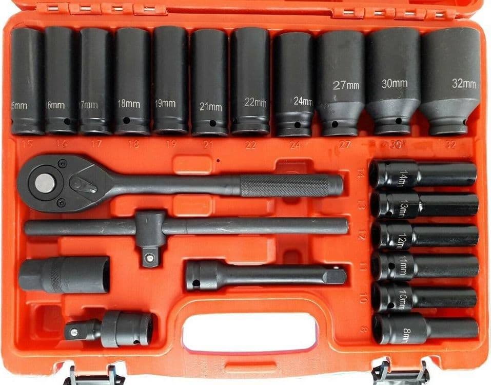 SET 22 BUSSOLE BOCCOLE 1/2" ESAGONALI DA 8 A 32 CON CRICCHETTO REVERSIBILE - 2