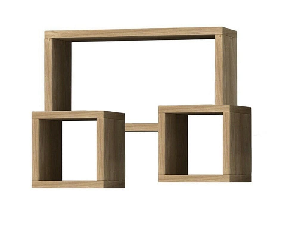 SET 3 MENSOLE CUBI A PARETE IN LEGNO MDF SCAFFALE LIBRERIA MENSOLA VARI COLORI - 7