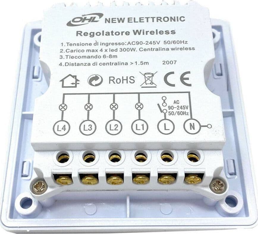 INTERRUTTORE LUCI LED CON TELECOMANDO WIRELESS CONTROLLO REMOTO 4 CANALI 220V - 2