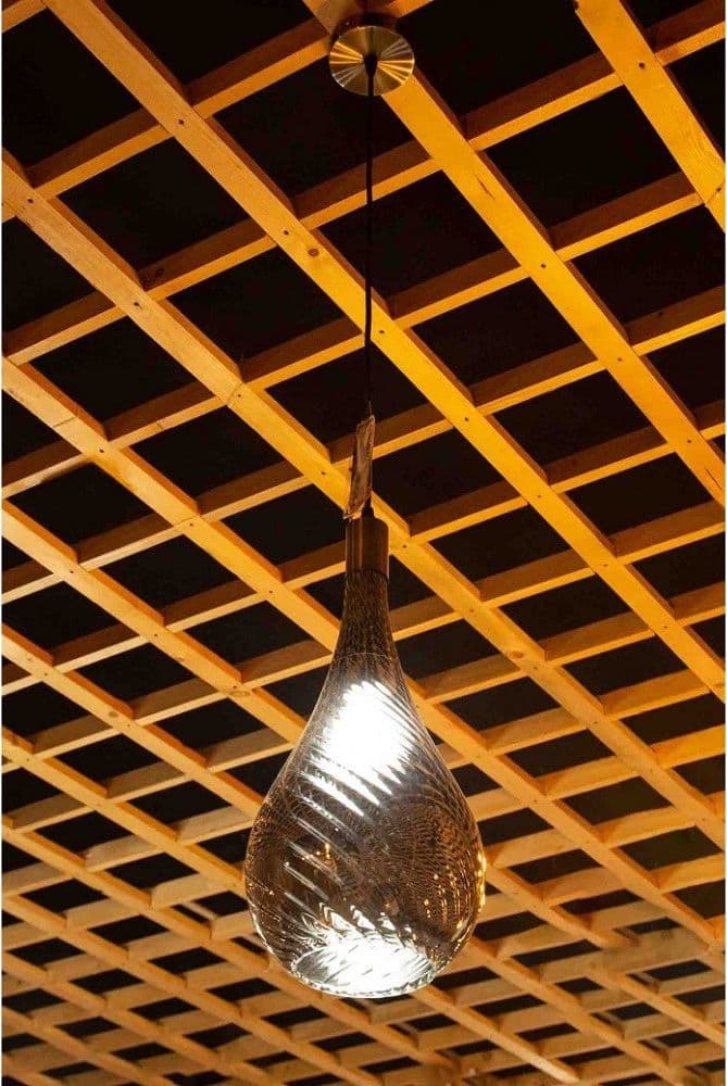 LAMPADA DA SOFFITTO A SOSPENSIONE ATTACCO E27 IN VETRO FUMÉ ORO O ARGENTO A36-07 - 4