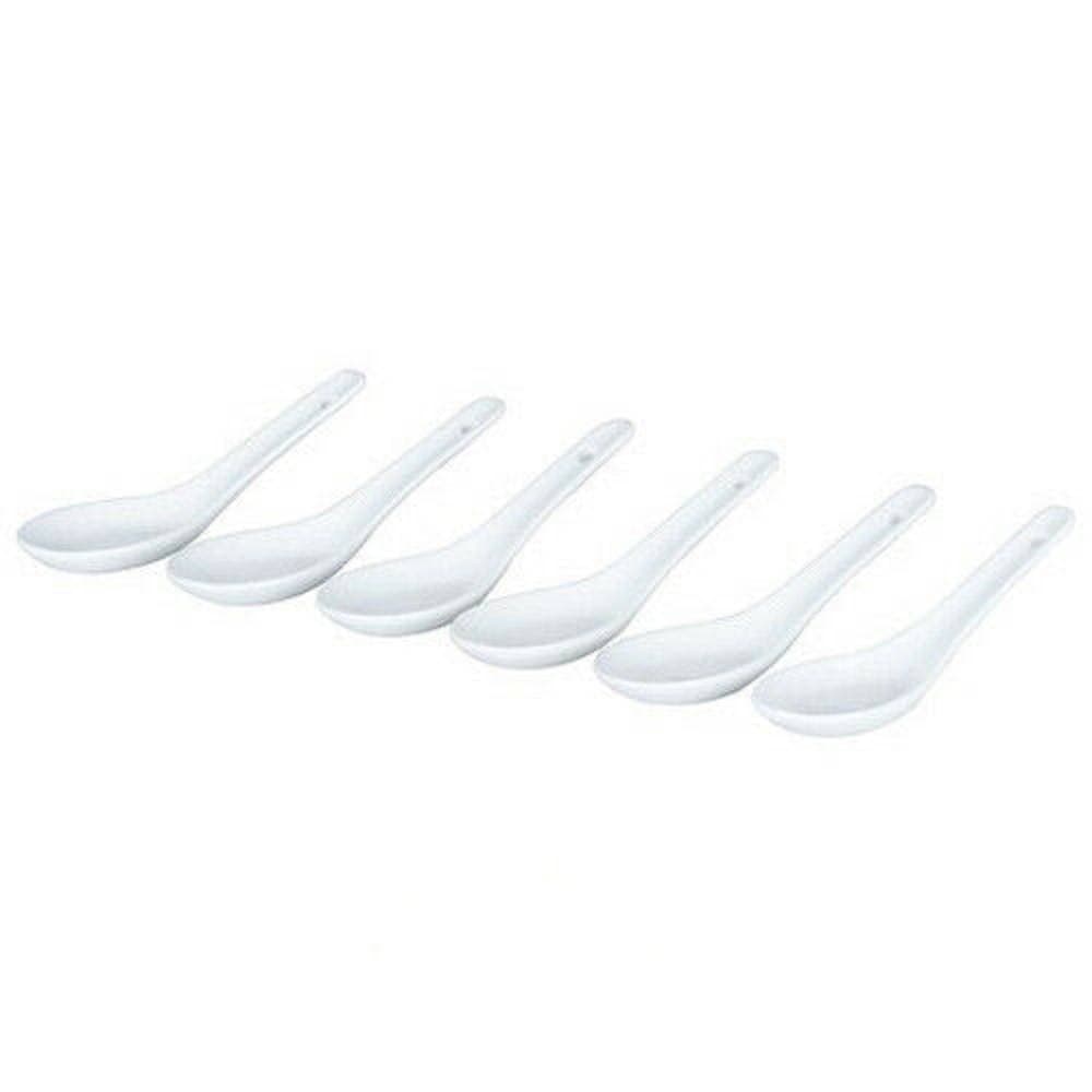 SET 6 PEZZI CUCCHIAINI PER ANTIPASTO APERITIVO IN CERAMICA BIANCA 2 X 4 X 12,5CM - 2