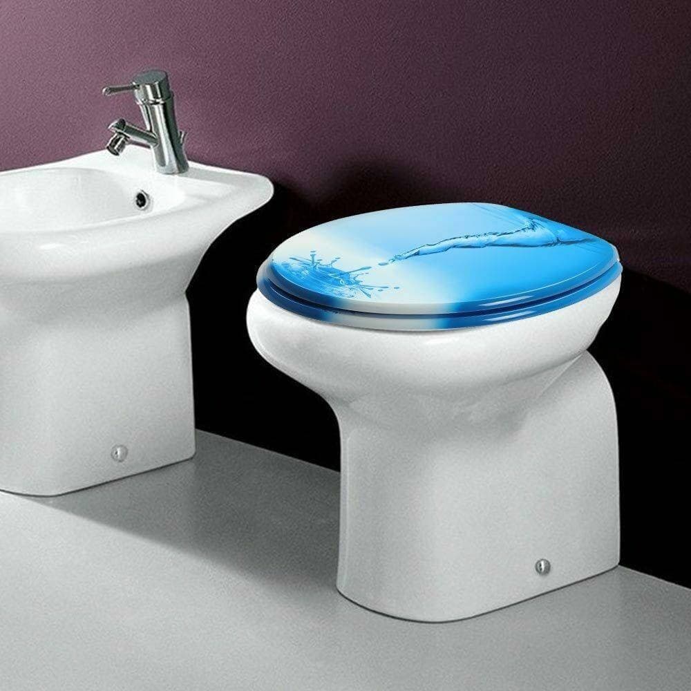 COPRIWATER UNIVERSALE CON STAMPA VORTICE ACQUA COPRI TAVOLETTA WC BAGNO LEGNO - 5