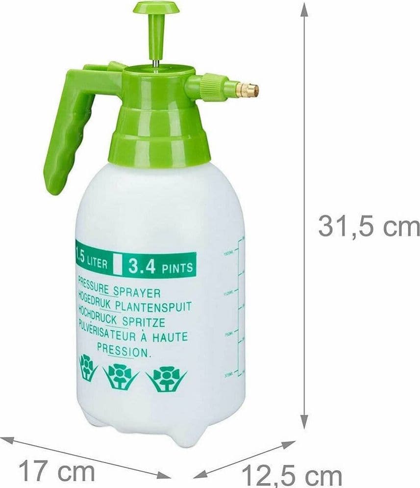 SPRUZZATORE A PRESSIONE 1,5 LT UGELLO REGOLABILE IN OTTONE DA GIARDINO PESTICIDI - 3