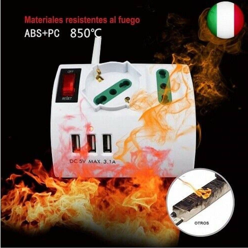 MULTIPRESA ELETTRICA DA SCRIVANIA TAVOLO CON 3 PRESA 3 USB BIANCO SHUKO BIPASSO - 7