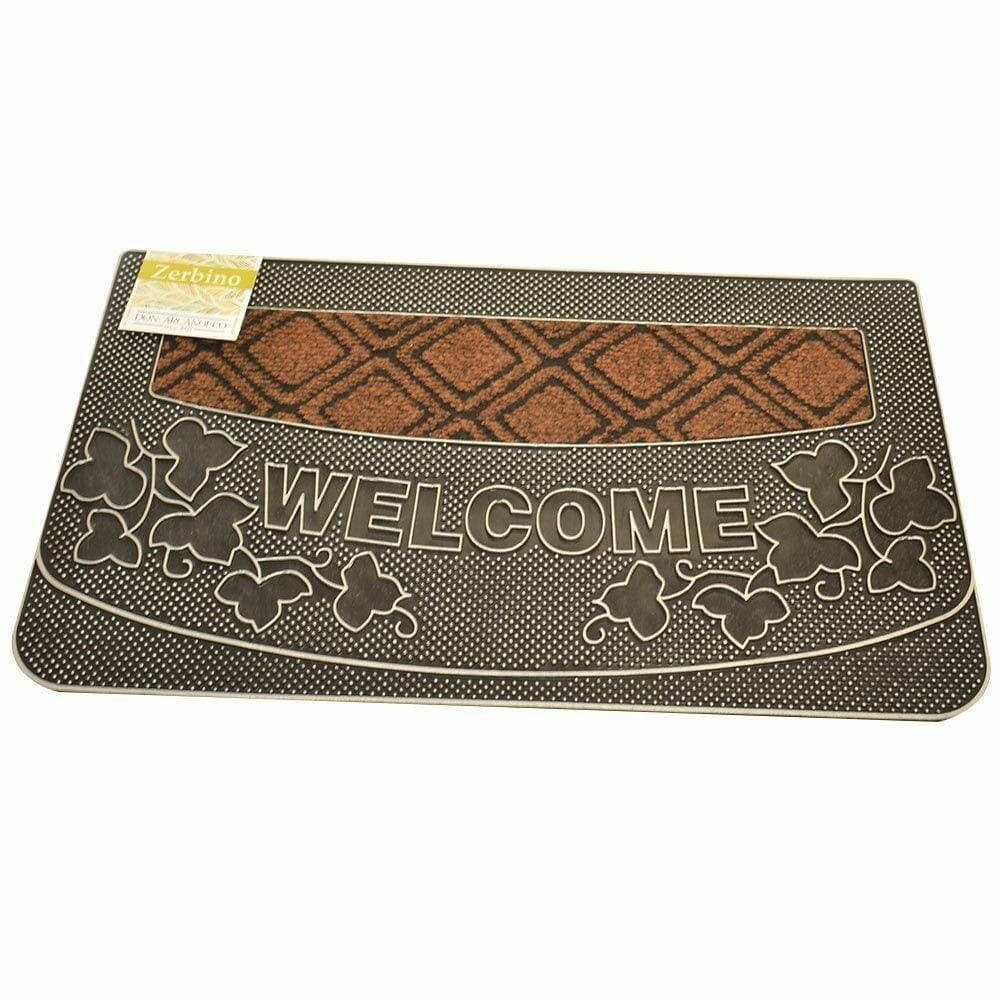 TAPPETO ZERBINO WELCOME PIANTE 45X75CM IN GOMMA E FIBRA COCCO 4 COLORI INGRESSO - 5