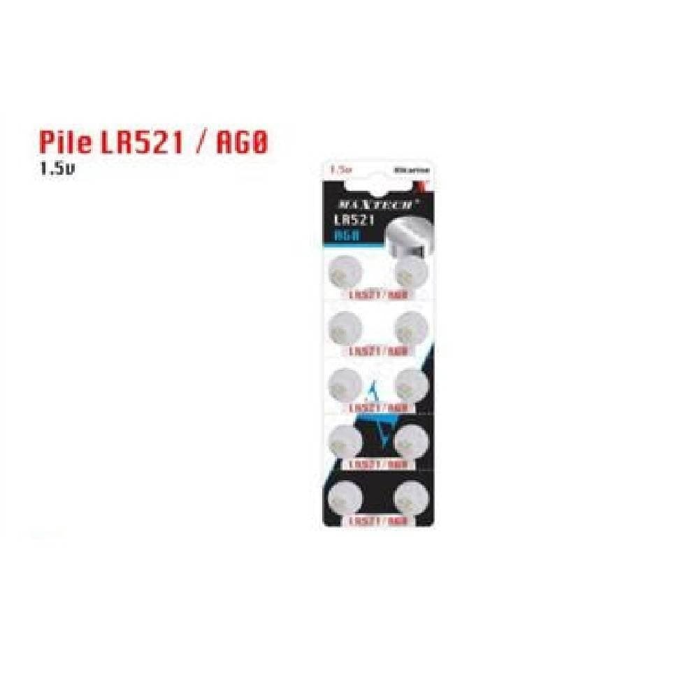 BATTERIE PILE LR521/AGO 1.5V A BOTTONE PER OROLOGI TELECOMANDI MAXTECH AGO - 2