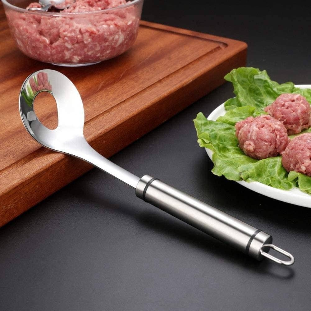2PZ CUCCHIAIO ANTIADERENTE UTENSILE DA CUCINA STAMPO PER POLPETTE IN ACCIAIO INOX - 8