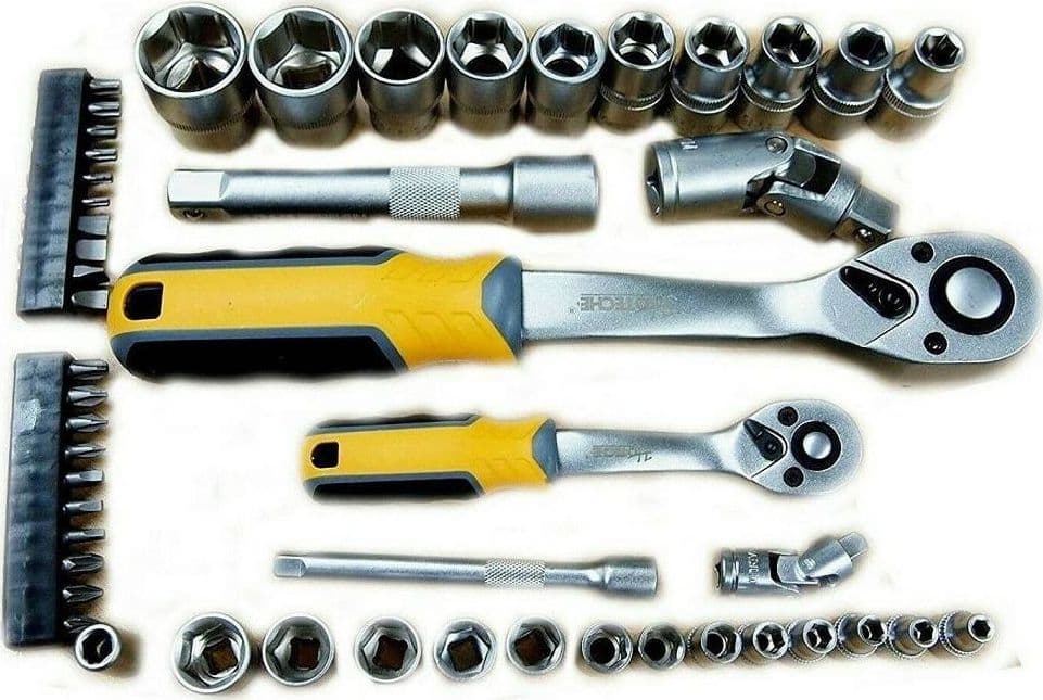 SET CHIAVI A BUSSOLA CON CRICCHETTO REVERSIBILE PROLUNGHE 50 PEZZI 1/4" 1/2" - 2