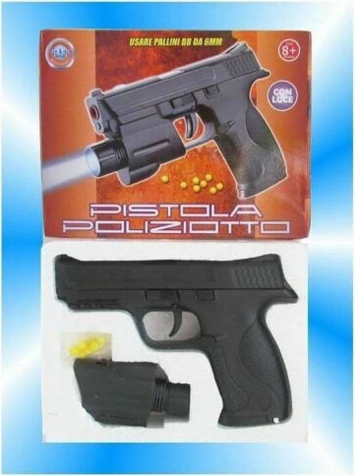 PISTOLA DA POLIZIOTTO CON LUCE GIOCO ARMA GIOCATTOLO PER BAMBINI SPARA PALLINI