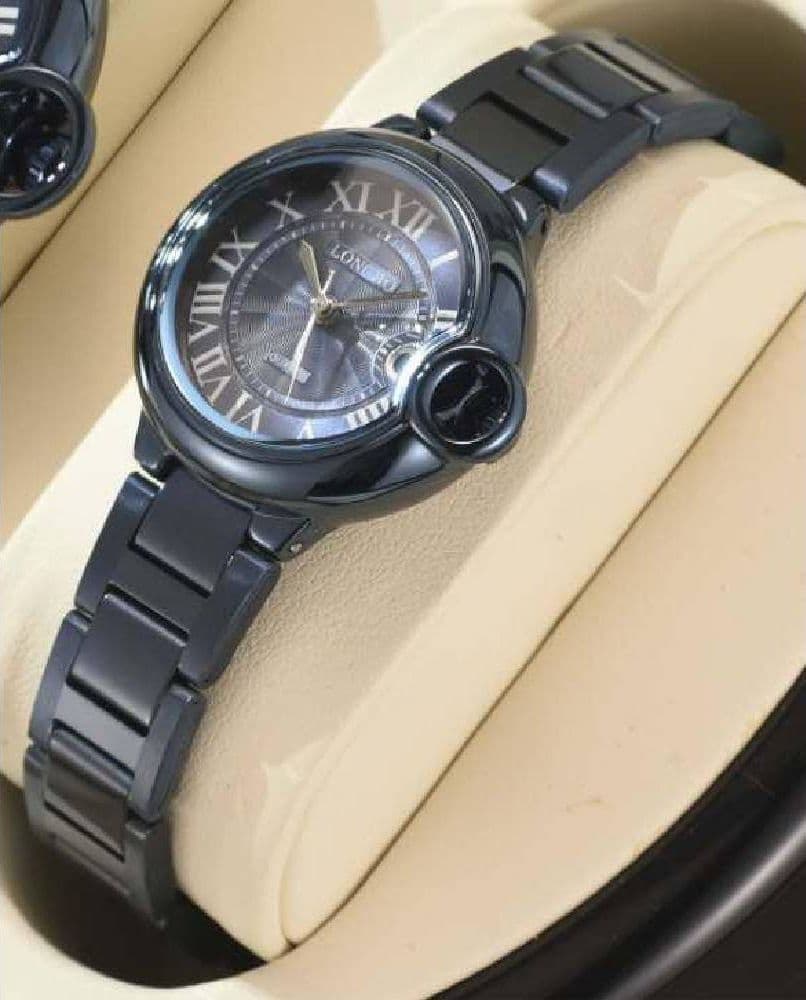 OROLOGIO POLSO UOMO DONNA LONGBO 80771 QUARZO CALENDARIO IMPERMEABILE MODA NERO - 3