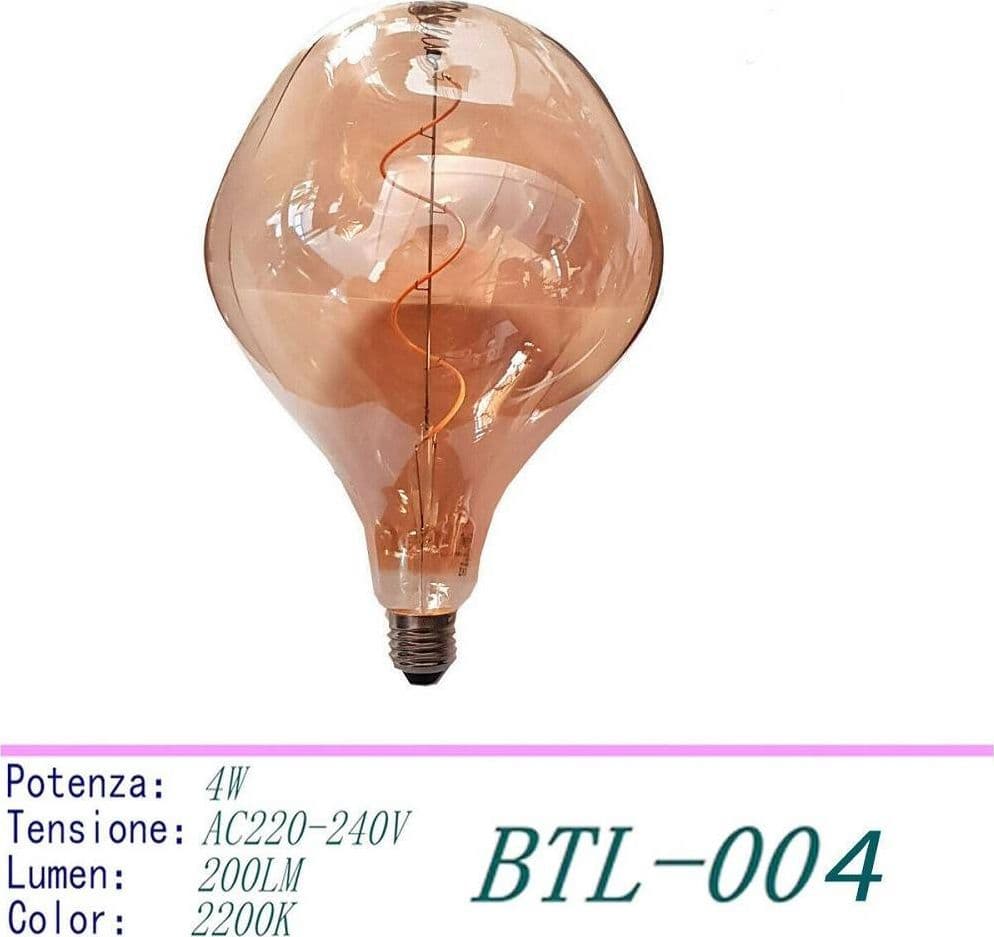 LAMPADINA LED FILAMENTO VINTAGE RETRO' LAMPADA E27 4W LUCE CALDA 2200K BTL-004 - 2