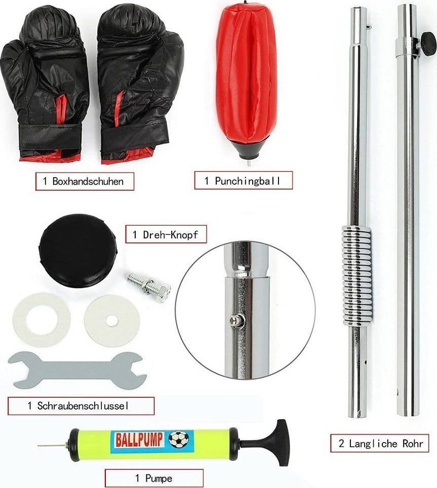 PUNCHING BALL BOXE PALLA BASE ALTO 1,2MT CON GUANTI GUANTONI ADULTI ADOLESCENTI - 6