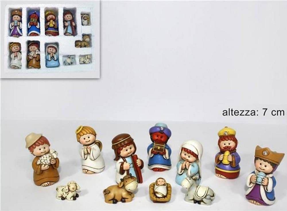 SET NATIVITA BAMBINI PER PRESEPE NATALE STATUINE PRESEPIO IN RESINA 7CM 11PZ - 3