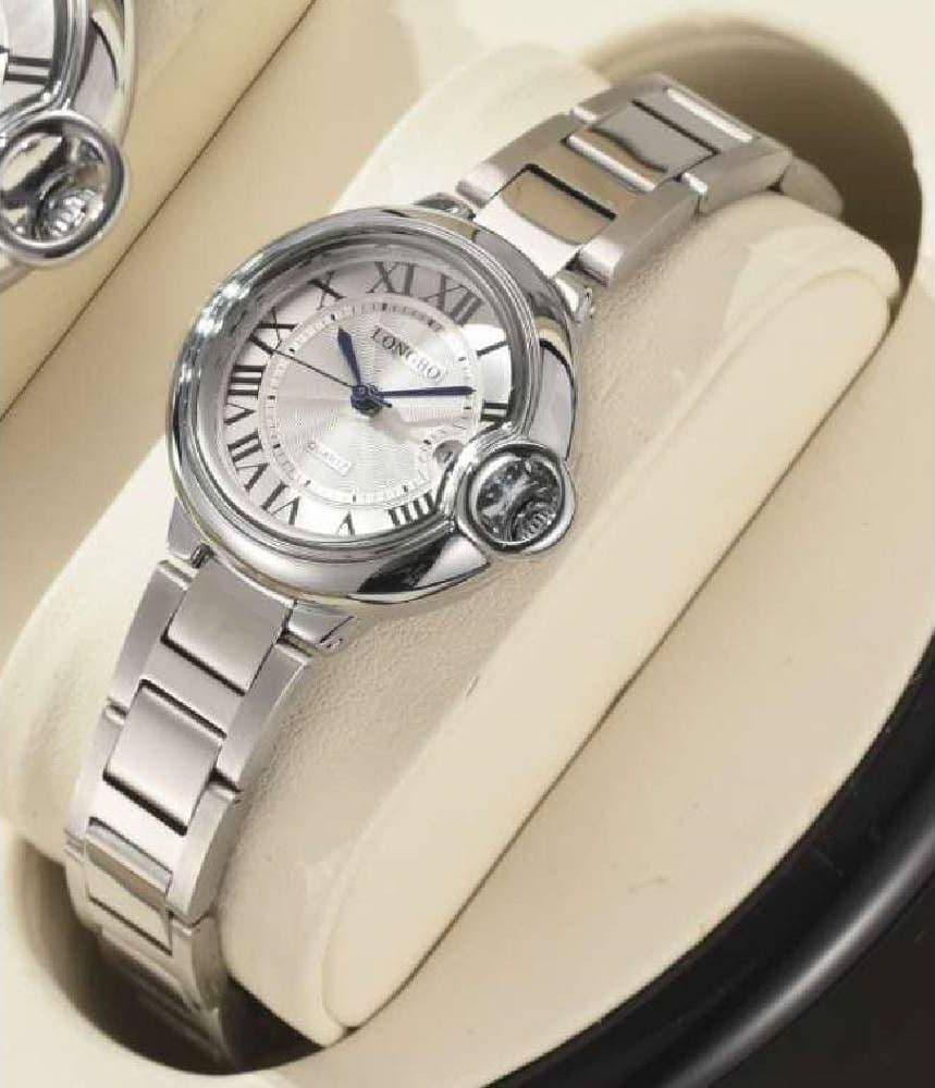 OROLOGIO DA POLSO UOMO DONNA LONGBO 80771 QUARZO DATA IMPERMEABILE CASUAL SILVER - 3