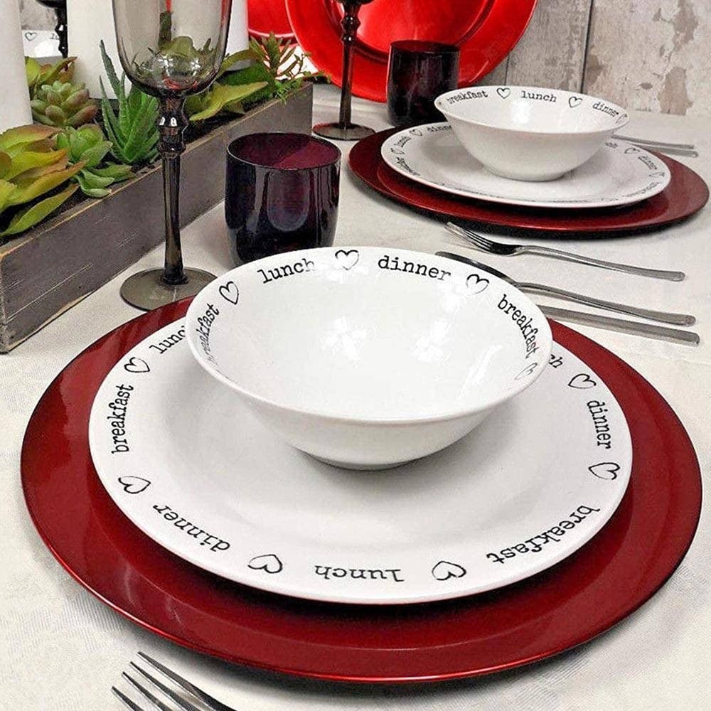 6 X SOTTOPIATTI NATALIZI IN PLASTICA 33CM DECORAZIONI NATALE PER LA TAVOLA ROSSO - 5