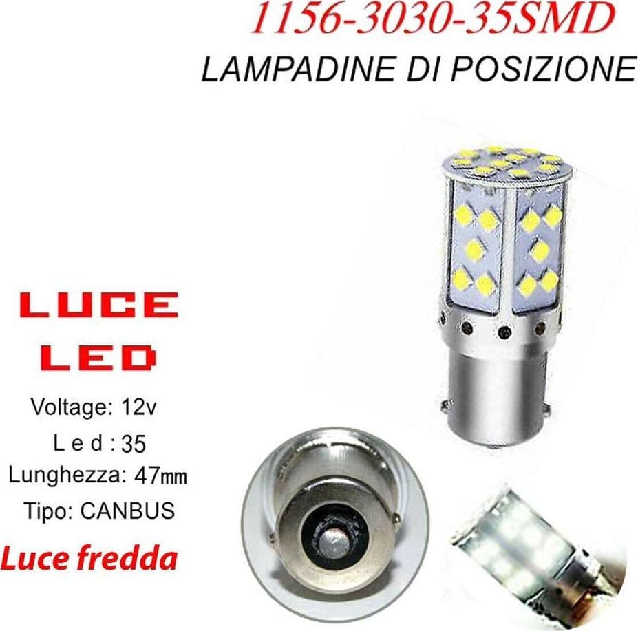 LAMPADINA CANBUS LUCE FREDDA 35 LED AUTO 1156 3030 12V INDICATORE DIREZIONE CA87 - 2