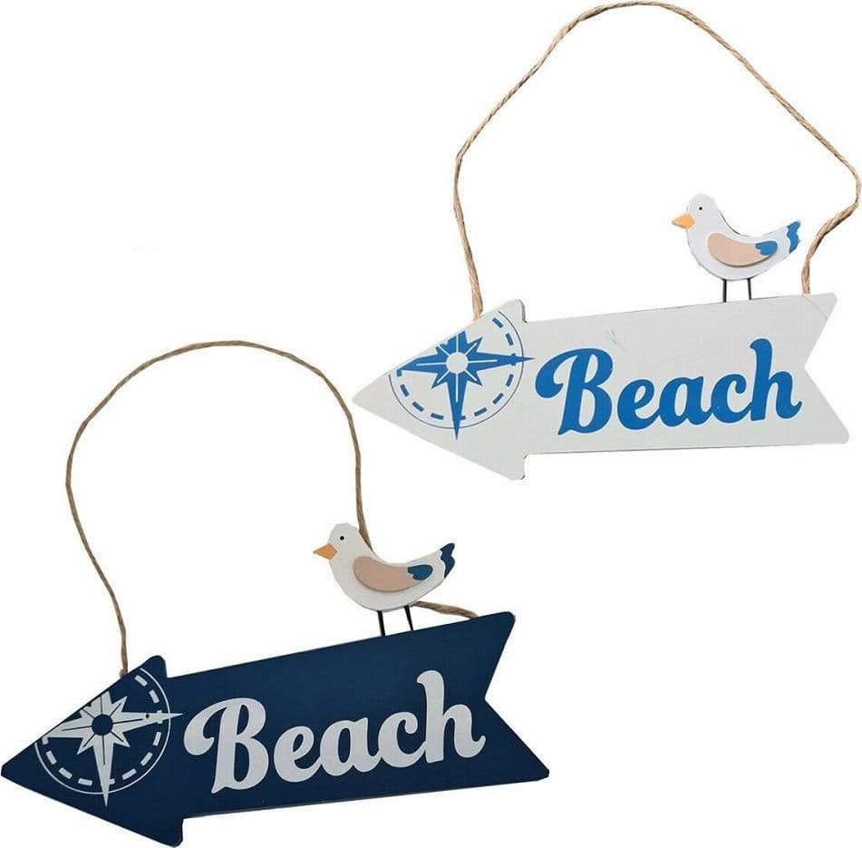 FRECCIA INDICAZIONE IN LEGNO BEACH SPIAGGIA MARINO DA MURO PARETE OGGETTISTICA