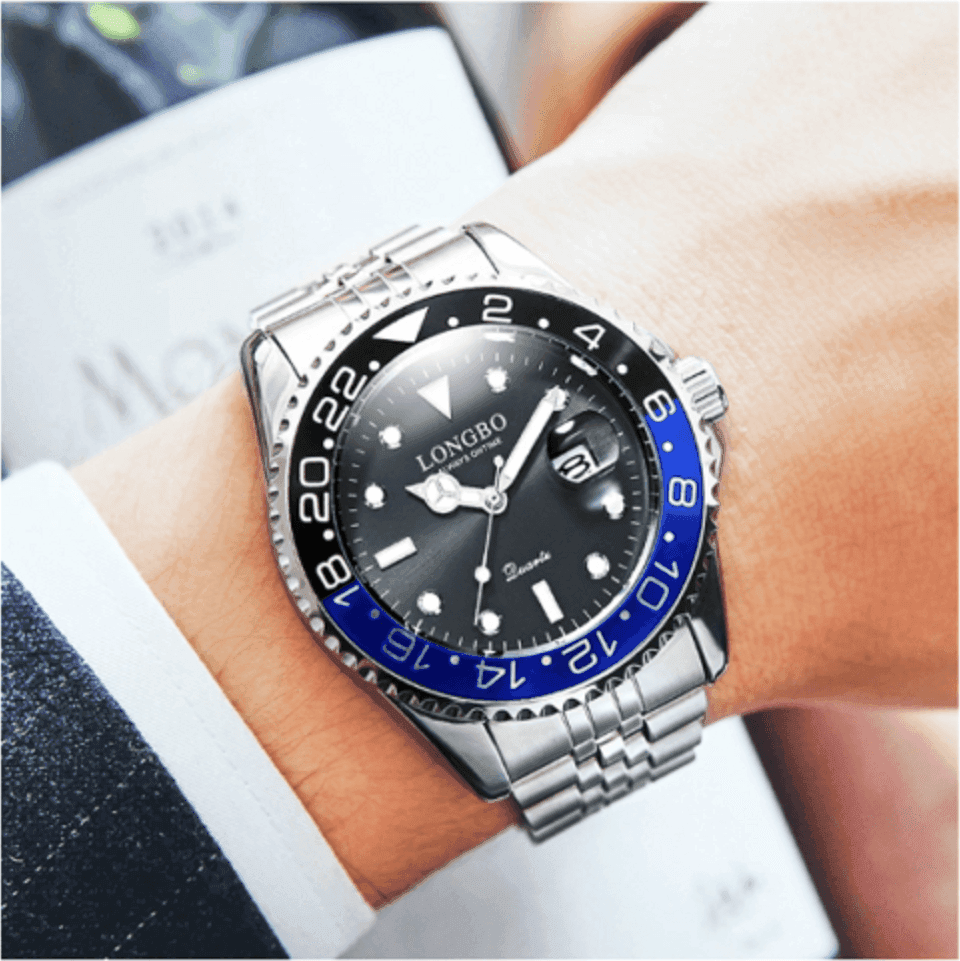 OROLOGIO POLSO UOMO ACCIAIO QUARZO SILVER BLU NERO NAUTICA MARE LONGBO SUBACQUEO - 2