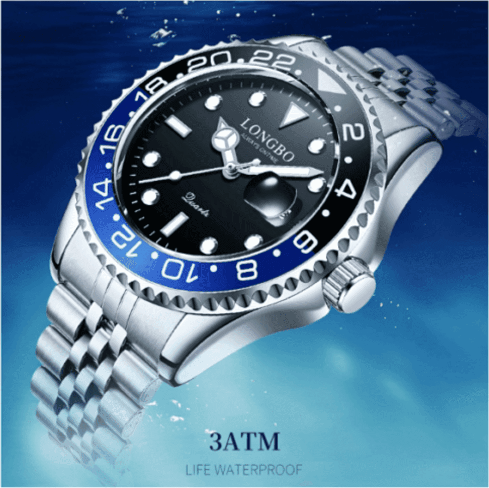 OROLOGIO POLSO UOMO ACCIAIO QUARZO SILVER BLU NERO NAUTICA MARE LONGBO SUBACQUEO - 3