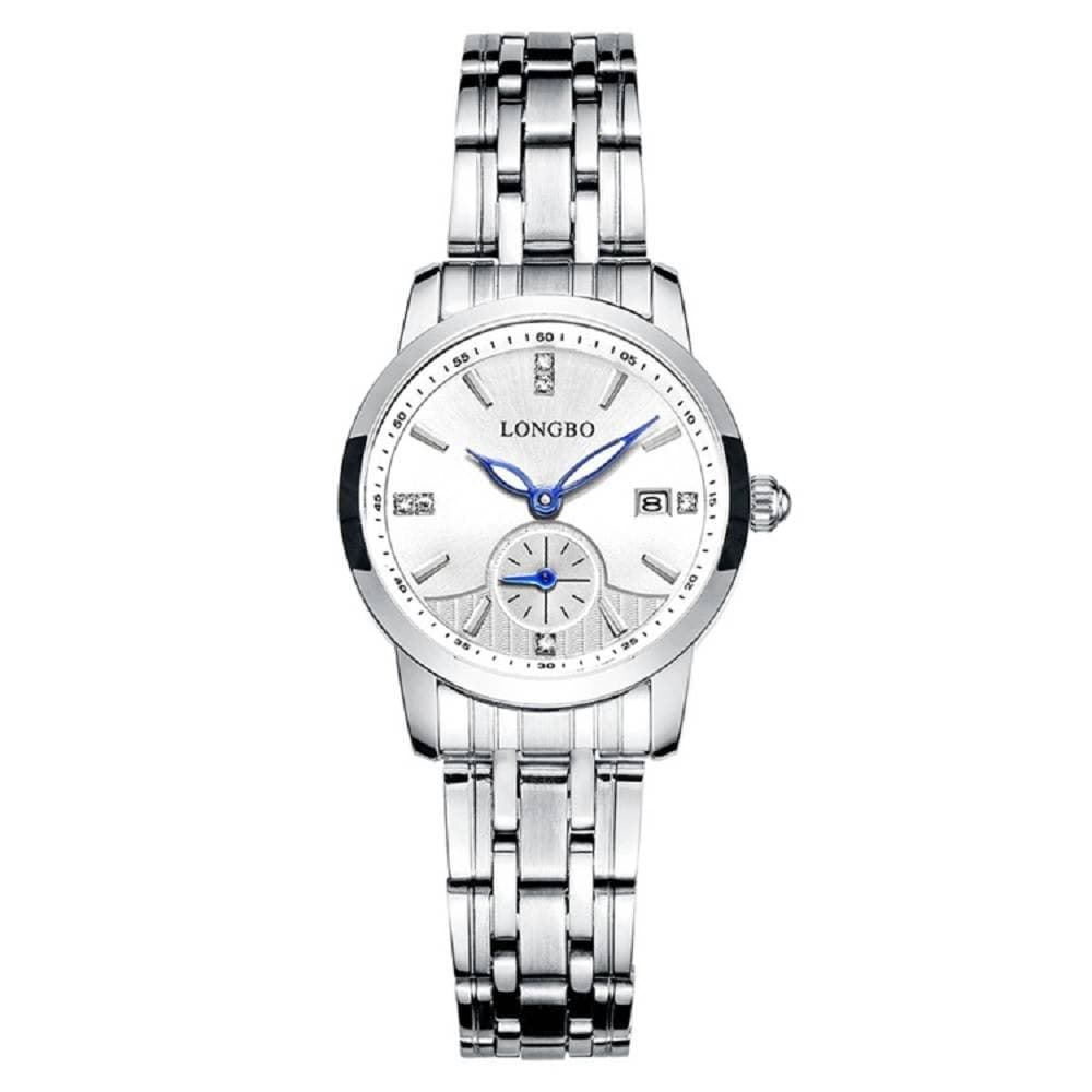 OROLOGIO UOMO DONNA LONGBO 80436 ANALOGICO DATA ACCIAIO SILVER BIANCO LANCETTE BLU - 3