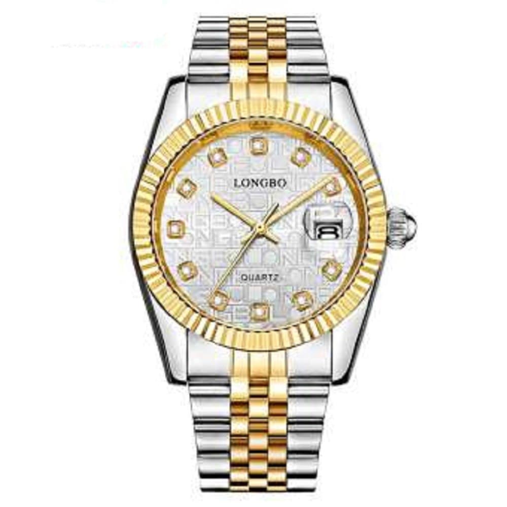 OROLOGIO UOMO DONNA LONGBO 80435 IN ACCIAIO CON STRASS IMPERMEABILE SILVER ORO - 3