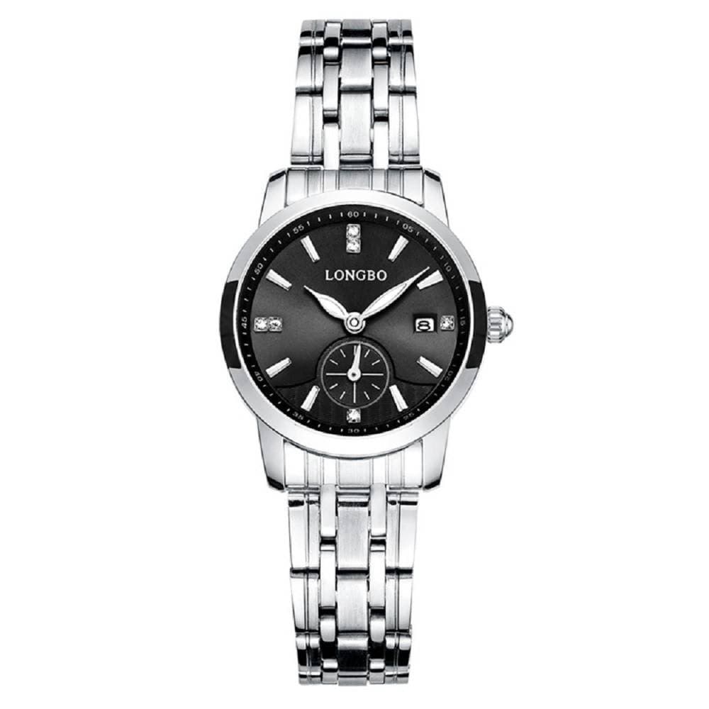 OROLOGIO UOMO DONNA LONGBO 80436 ANALOGICO DATA IMPERMEABILE ACCIAIO SILVER NERO - 5