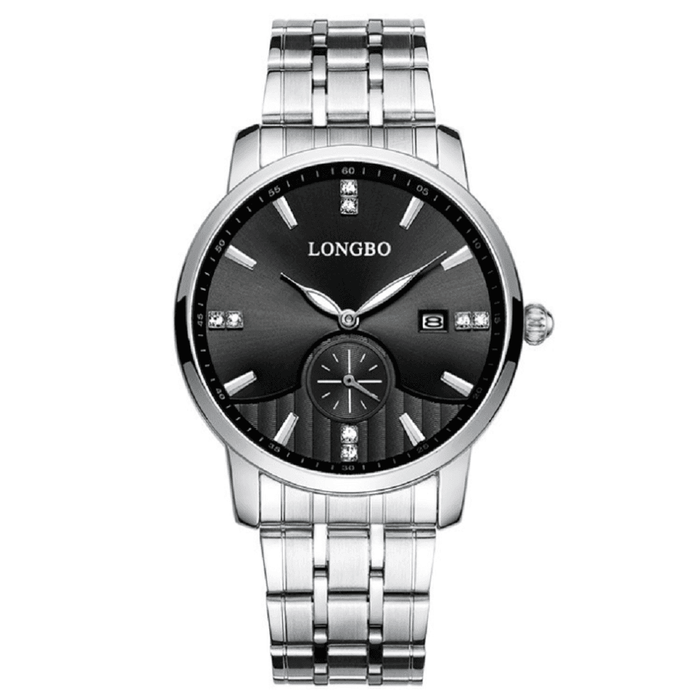 OROLOGIO UOMO DONNA LONGBO 80436 ANALOGICO DATA IMPERMEABILE ACCIAIO SILVER NERO - 2