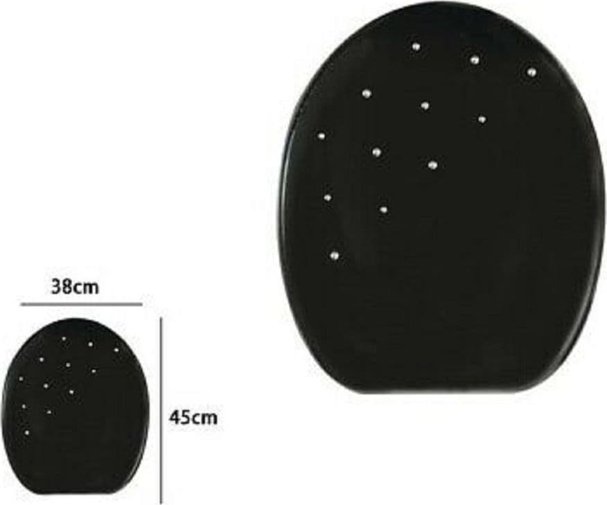 COPRIWATER COPRI WATER SEDILE WC BAGNO UNIVERSALE MDF NERO STRASS