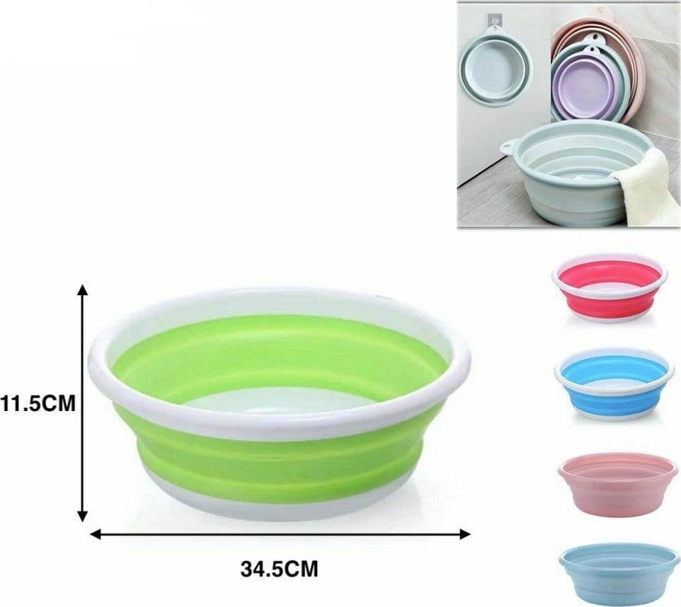 CESTO BACINELLA PIEGHEVOLE MULTIUSO CASA CUCINA BAGNO PLASTICA COLORATA