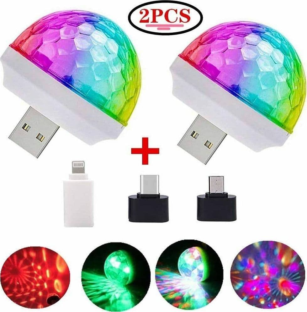 SET 2 LUCI MAGICHE MAGIC BALLS LED USB SMARTPHONE DISCOTECA PARTY LED8272