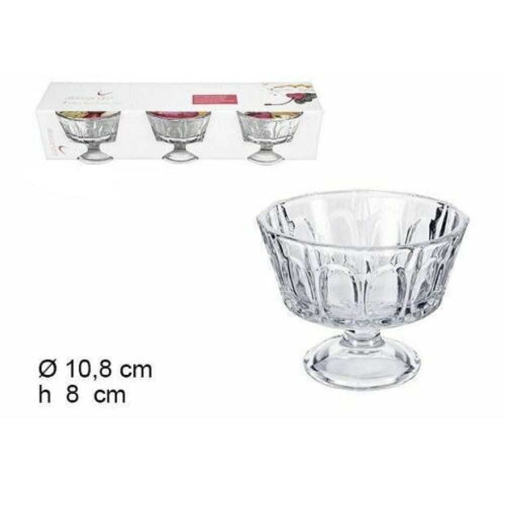 SET SERVIZIO 3 PEZZI COPPE BICCHIERI IN VETRO PRAGA PER GELATO FRUTTA