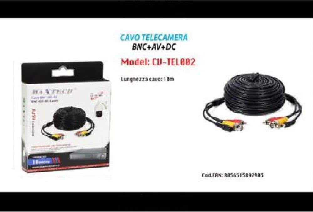 CAVO PROLUNGA TELECAMERA BNC AUDIO VIDEO VIDEOSORVEGLIANZA 10MT CV-TEL002 MAXTECH - 2