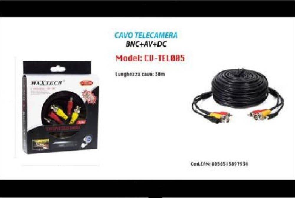 CAVO PROLUNGA PER TELECAMERA BNC AUDIO VIDEO SORVEGLIANZA 30MT MAXTECH CV-TEL005 - 2