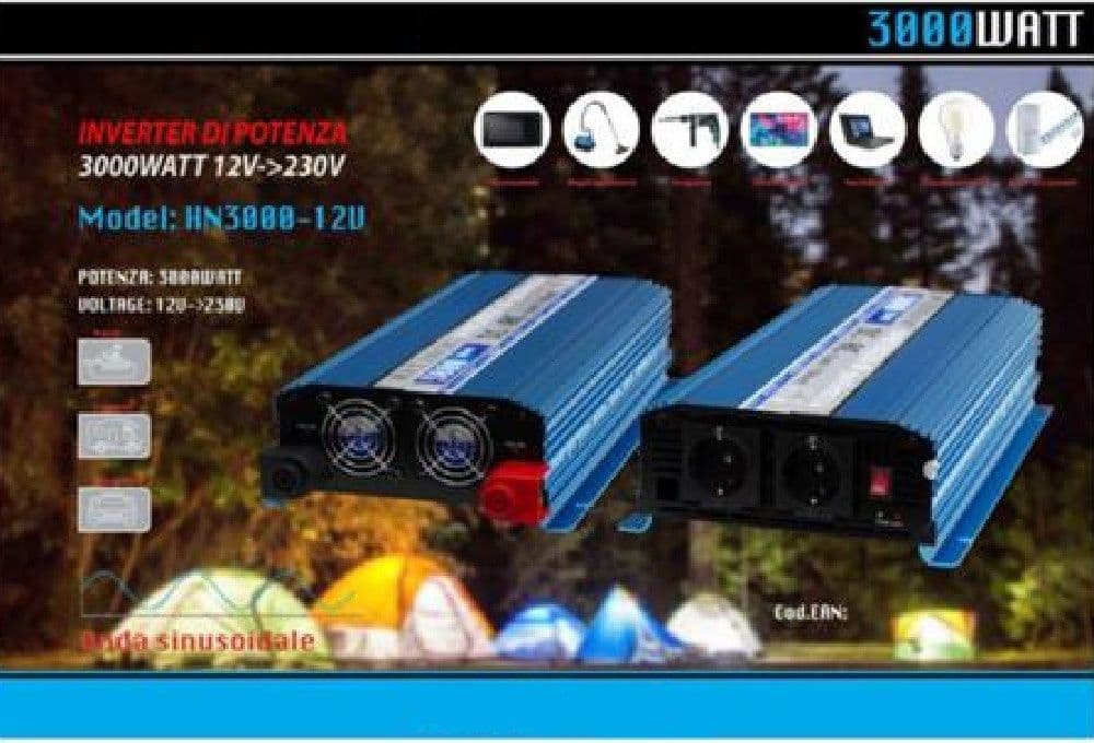 INVERTER DI POTENZA 3000W ONDA SINUSOIDALE DA 12V A 230V AUTO MAXTECH HN3000-12V - 2