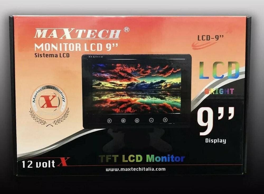 MONITOR PER VIDEOSORVEGLIANZA TELECAMERA AUTO LCD 9 POLLICI 12V MAXTECH LCD-9" - 11