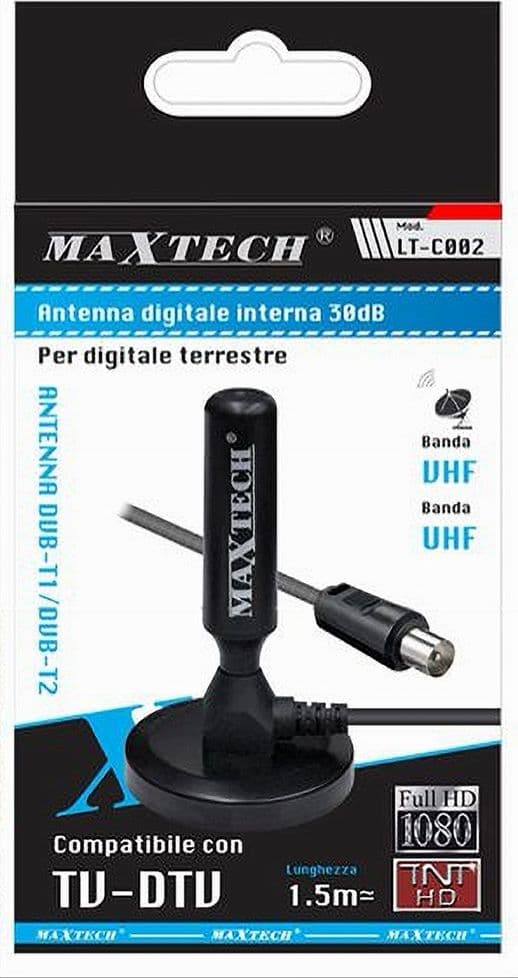 ANTENNA DIGITALE TERRESTRE PORTATILE AMPLIFICATA DVB-T 30DB INDOOR MAXTECH LT-C002 - 3