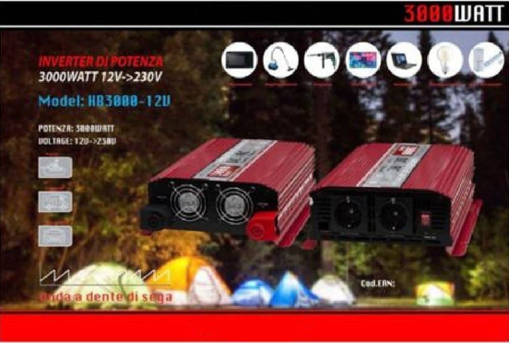 INVERTER 12V A 230V 3000W DI POTENZA CONVERTITORE CAMPER AUTO MAXTECH HB3000-12V - 2