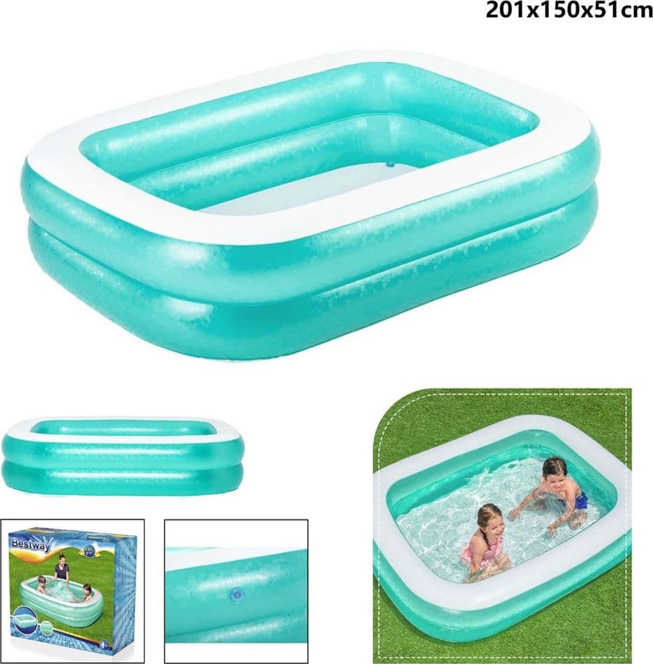 PISCINA GONFIABILE FUORITERRA 2 ANELLI RETTANGOLARE 201 X 150 X 51 CM GIARDINO 54005 - 6