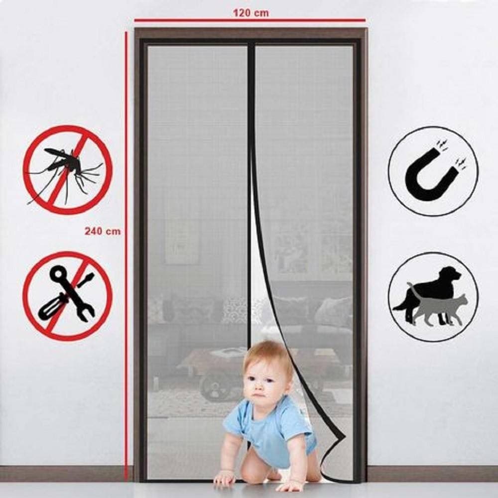 ZANZARIERA MAGNETICA 120 X 240 CM NERA UNIVERSALE 18 MAGNETI TENDA PER PORTE - 4