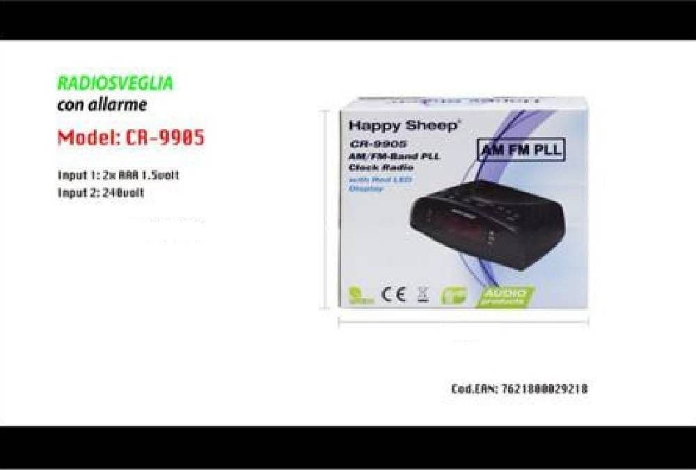 RADIOSVEGLIA DIGITALE RADIO SVEGLIA CR-9905 RADIO PLL FM CON DISPLAY A LED ROSSI - 4